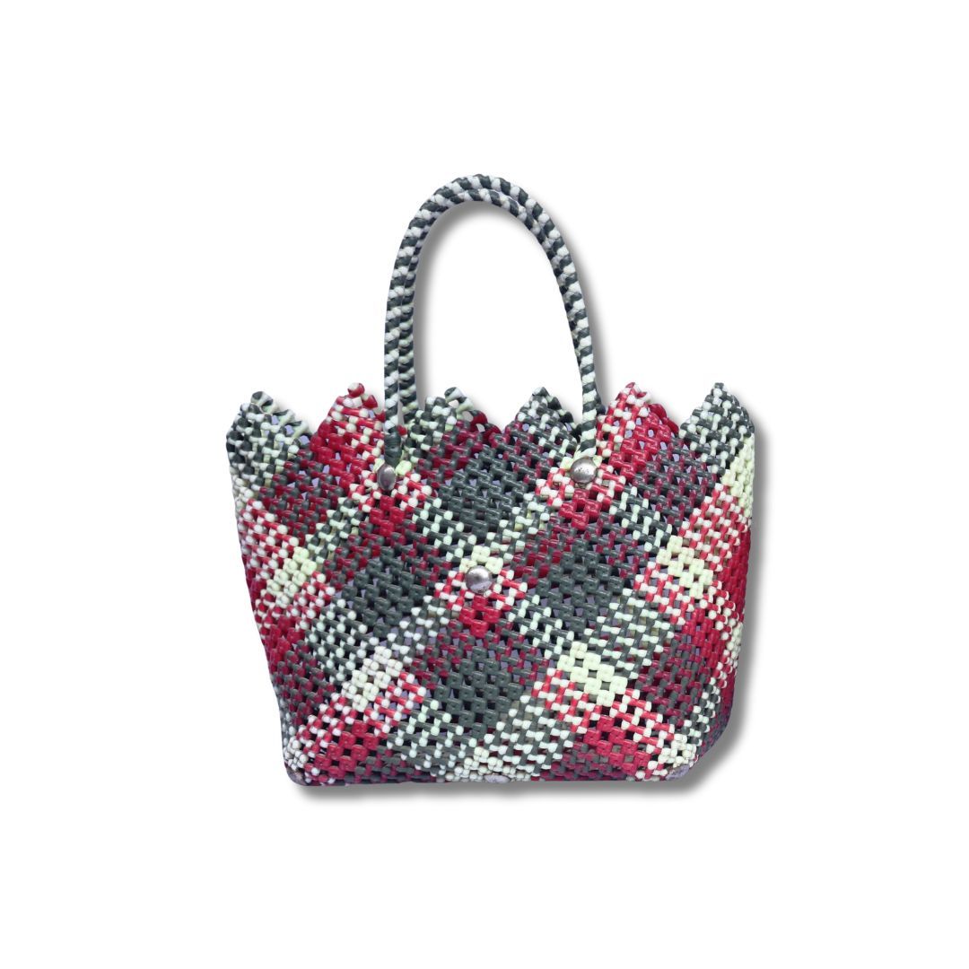  Handmade Colorful Plastic Woven Tote Bag