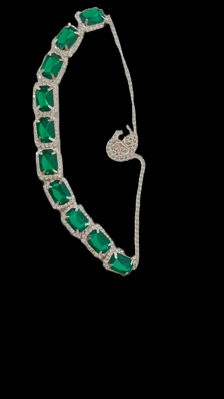 "Stunning Emerald and Diamond Tennis Necklace"