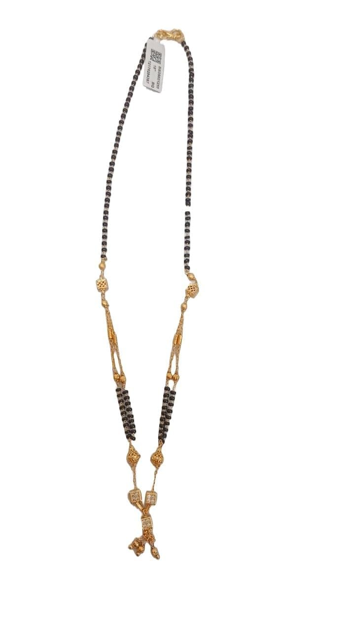 1 gm Gold Mangalsutra with Black Beads for Women