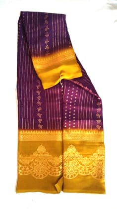 Maroon and gold zari silk saree with floral motifs