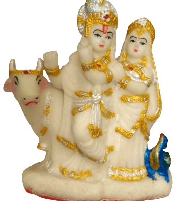 Nandi Gold"s Radha Krishna Idol with Cow For Home Decor |Pooja |Pack of 2