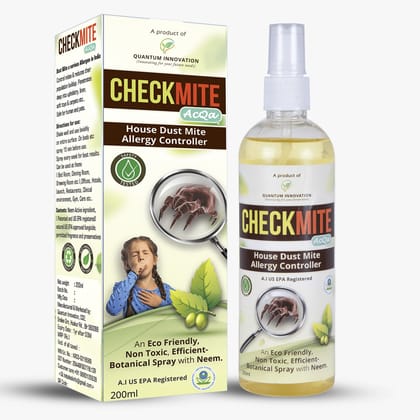 CheckMite | Original | Dustmite Allergy Controller | Fabric Spray | Baby Care | Neem Based | Herbal Spray on  Bedding, Furniture | Pest  Free Home  | Natural Pleasant Fragrance| Safe, Effective | 200 ml | US - EPA Approved | Eco - Friendly