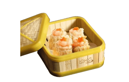 ABHAS® Square Shape Dimsum Basket | Steamer | Bamboo Basket with Plastic Border | Momo Steamer | Dimsum Basket with 10 Sheets Parchment Paper | Bamboo Basket | Momo Bamboo Box | Dimsum Vegetable Dumpling Momo Basket (6.50" Inch)