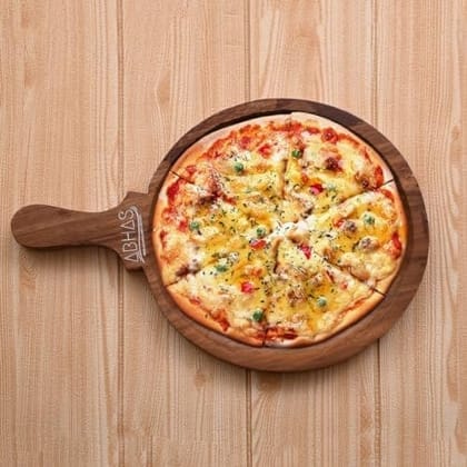 ABHAS Wooden Round Pizza Bat/Serving Dish/Serving Tray | Stylish Pizza Platter for Home/Restaurant/Café with Handle (10 Inches, Brown)