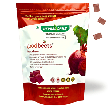 Itching Relief Goodbeets Heart Chews - Nitric Oxide Supplement With Grape Seed, Beet Powder & White Pepper | Supports Healthy Blood Pressure | 60 Chews, 1 Pack