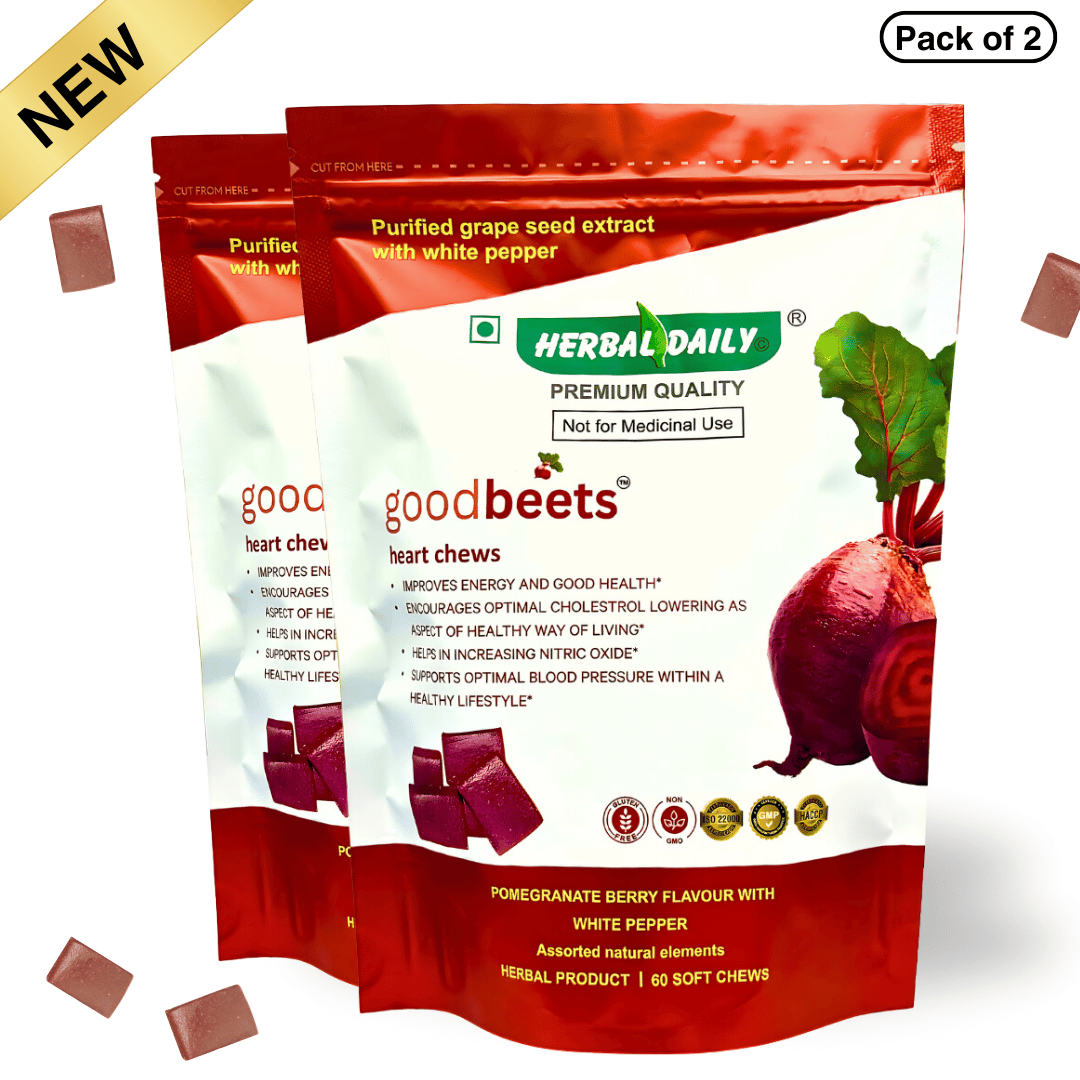 Goodbeets Heart Chews - Nitric Oxide Supplement With Grape Seed, Beet Powder & White Pepper | Supports Healthy Blood Pressure | 120 Count, 2 Pack