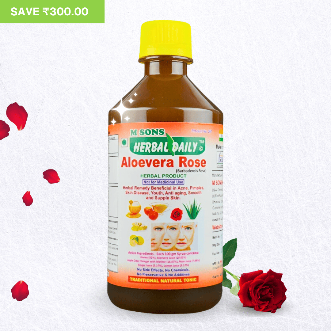 Herbal Daily Aloe Vera Rose | Rejuvenates Skin And Hair | Natural Juice For Skin Care | No Added Sugar