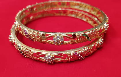  Gold Plated Bangles With Stones