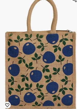  Jute Tote Bag with Blueberries