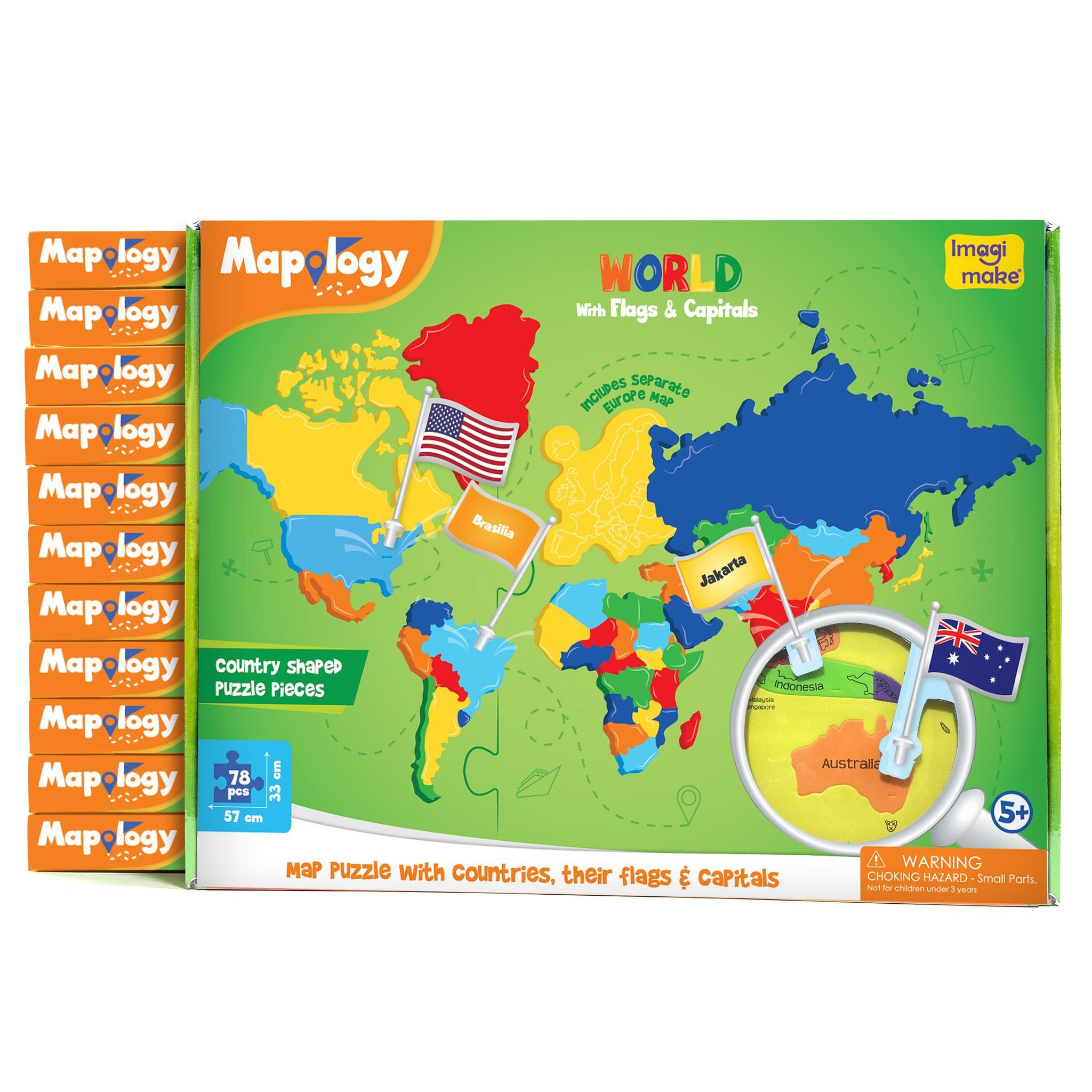 Mapology: Pack of 12 World with Flags & Capitals