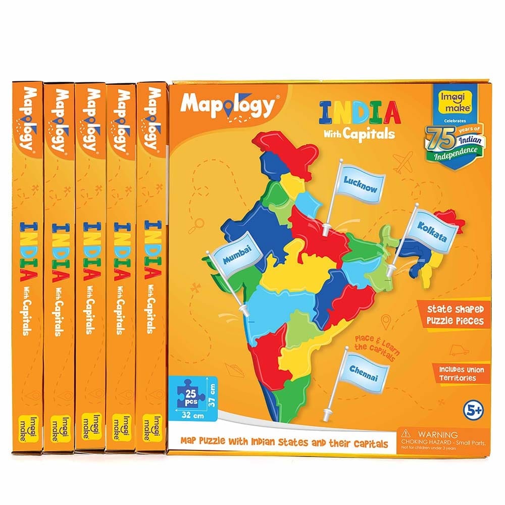 Mapology: Pack of 6 India with Capitals