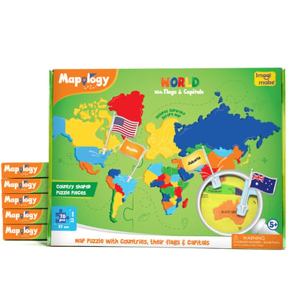 Mapology: Pack of 6 World with Flags & Capitals