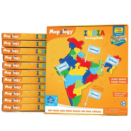 Mapology: Pack of 12 India with Capitals