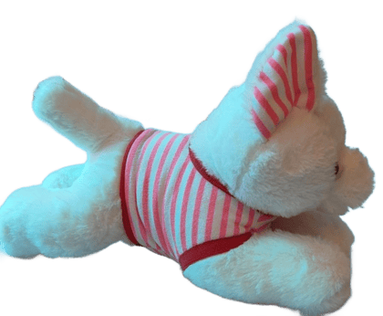  Plush Stuffed Animal Dog Toy, White and Pink, 12 Inches