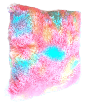  Rainbow Sherbert Fluffy Faux Fur Throw Pillow