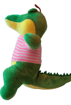  Plush Alligator in Pink Striped Shirt