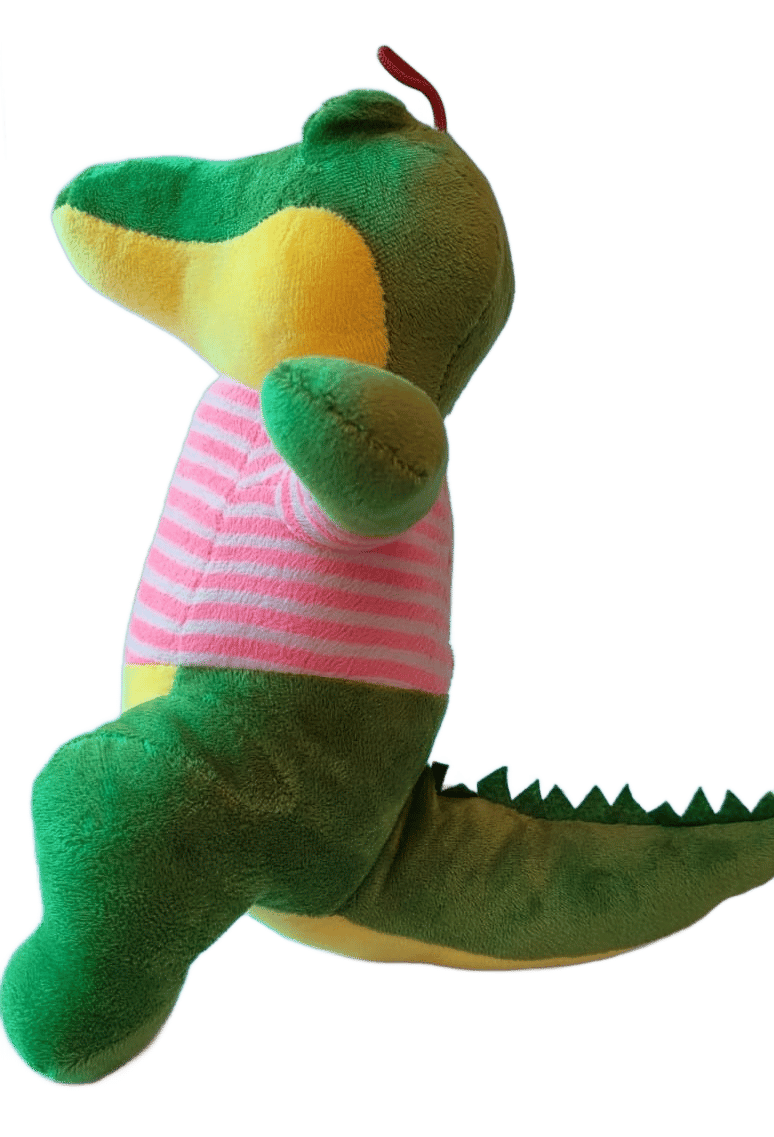  Plush Alligator in Pink Striped Shirt