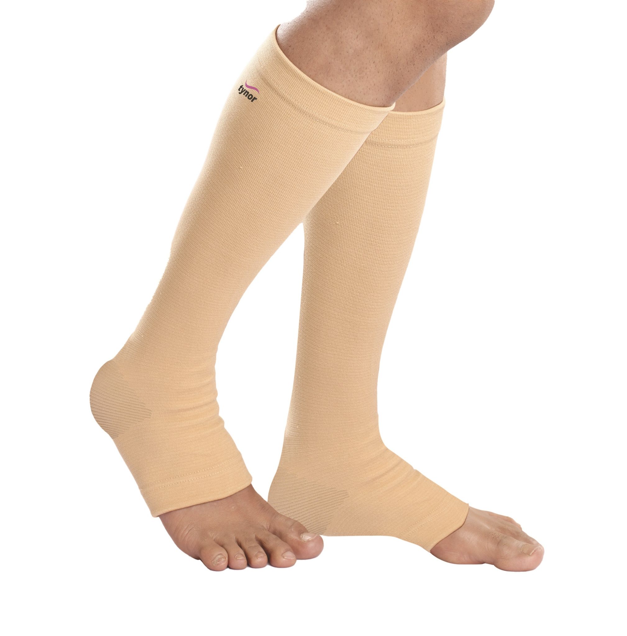 Tynor Compression Stocking Below Knee Classic, Beige, Pack of 2