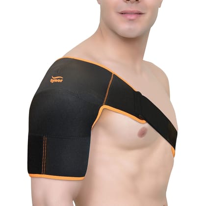 Tynor Shoulder Support Double Lock (Neo), Black & Orange, Universal, 1 Unit