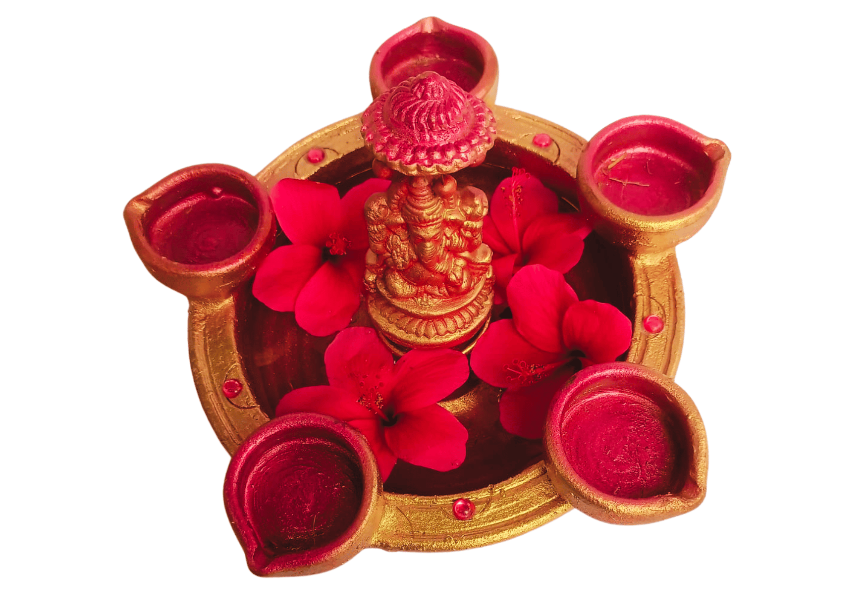 Handmade Clay Ganesh Diya for Diwali Decoration - Decorative Items