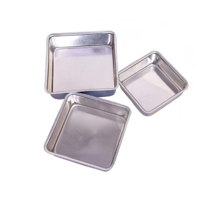 Set of 3 Square Aluminum Cake Tins