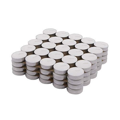 100 Pack White Tealight Candles, 1.5-inch Unscented Tea Light Candles in Aluminum Cups, 8-Hour Burn Time, for Home, Wedding, Party, and Emergency