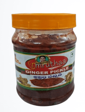 "Amrutha Ginger Pickle - Indian Pickle Made with Fresh Ginger, Spices, and Oil"-250gr