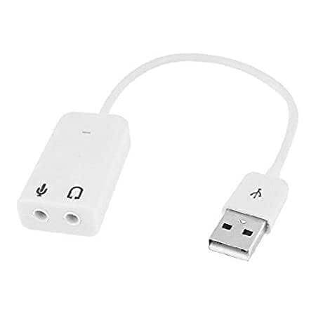 USB Sound Card 7.1 Channel Audio Adapter with mic and 3.5mm Microphone Earphone Socket 2.0 Speaker Virtual 3D Support (White)