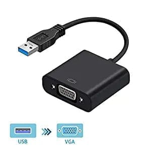 USB 3.0 to VGA Adapter External USB 3.0 Video Display Cable for PC Laptop Windows (Black/Blue)