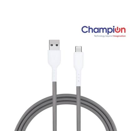 Champion USB to Type-C 3Amp Data Sync & Charging Cable TPE for all Android & USB Type-C Devices (Grey)