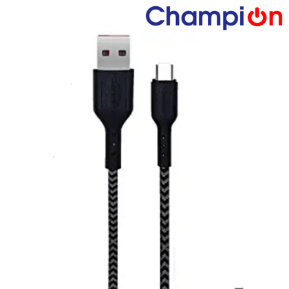 Champion USB to Micro 2.4Amp Data Sync & Charging Cable Braided 1M for all Android & Micro USB Devices (Black)