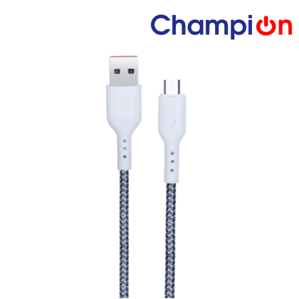 Champion USB to Micro 2.4Amp Data Sync & Charging Cable Braided 1M for all Android & Micro USB Devices (Grey)