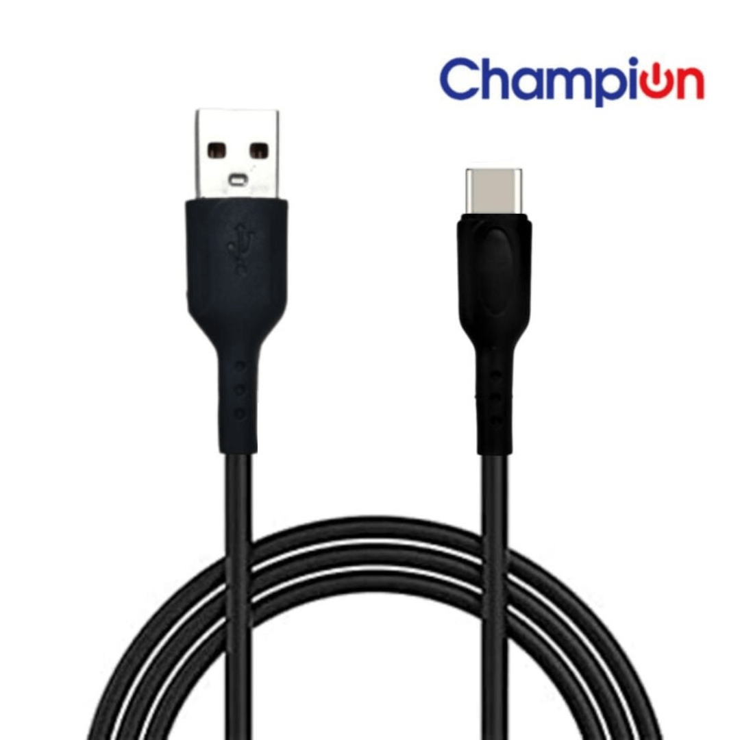 Champion USB to Type-C 3Amp Data Sync & Charging Cable PVC 1M for all Android & Type-C Devices (Black)