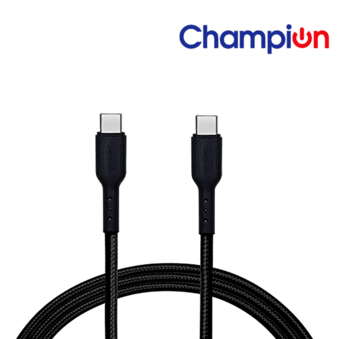 Champion Type-C to Type C 35W Braided Data Sync & Charging Cable for all Android & Type-C Devices (Black)