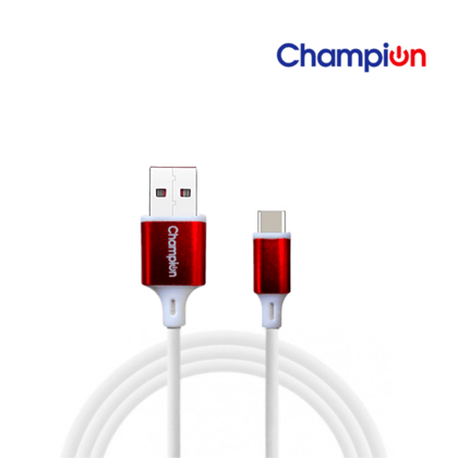 Champion USB to Type-C 3Amp Data Sync & Charging Cable PVC Metal 1M for all Android & USB Type-C Devices (White)