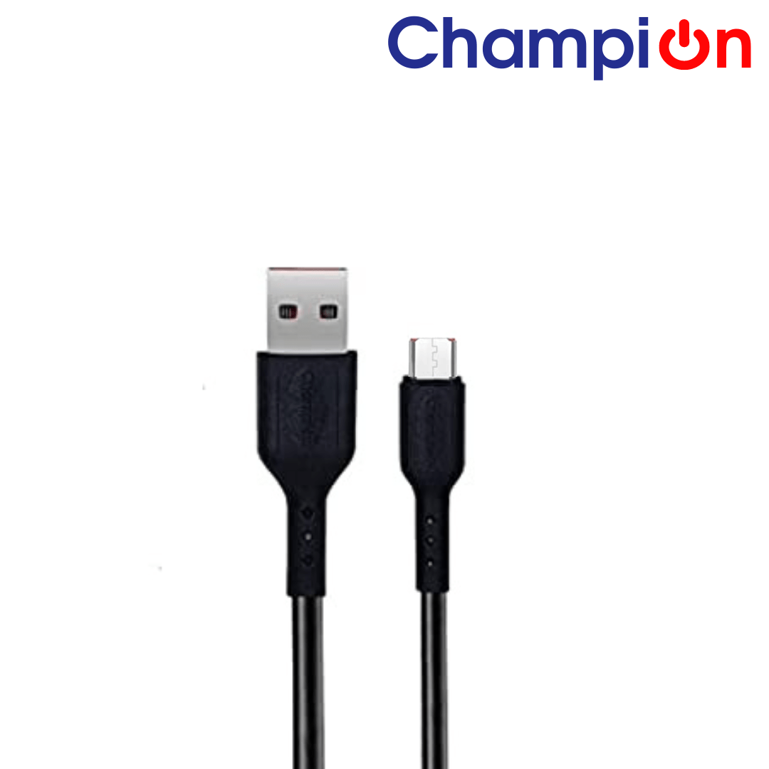 Champion USB to Micro 3Amp Data Sync & Charging Cable PVC 2M for all Android & Micro USB Devices (Black)