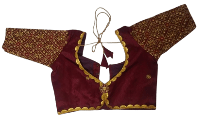 TRIVENI READYMADE- maroon color blouse with golden embroidery work