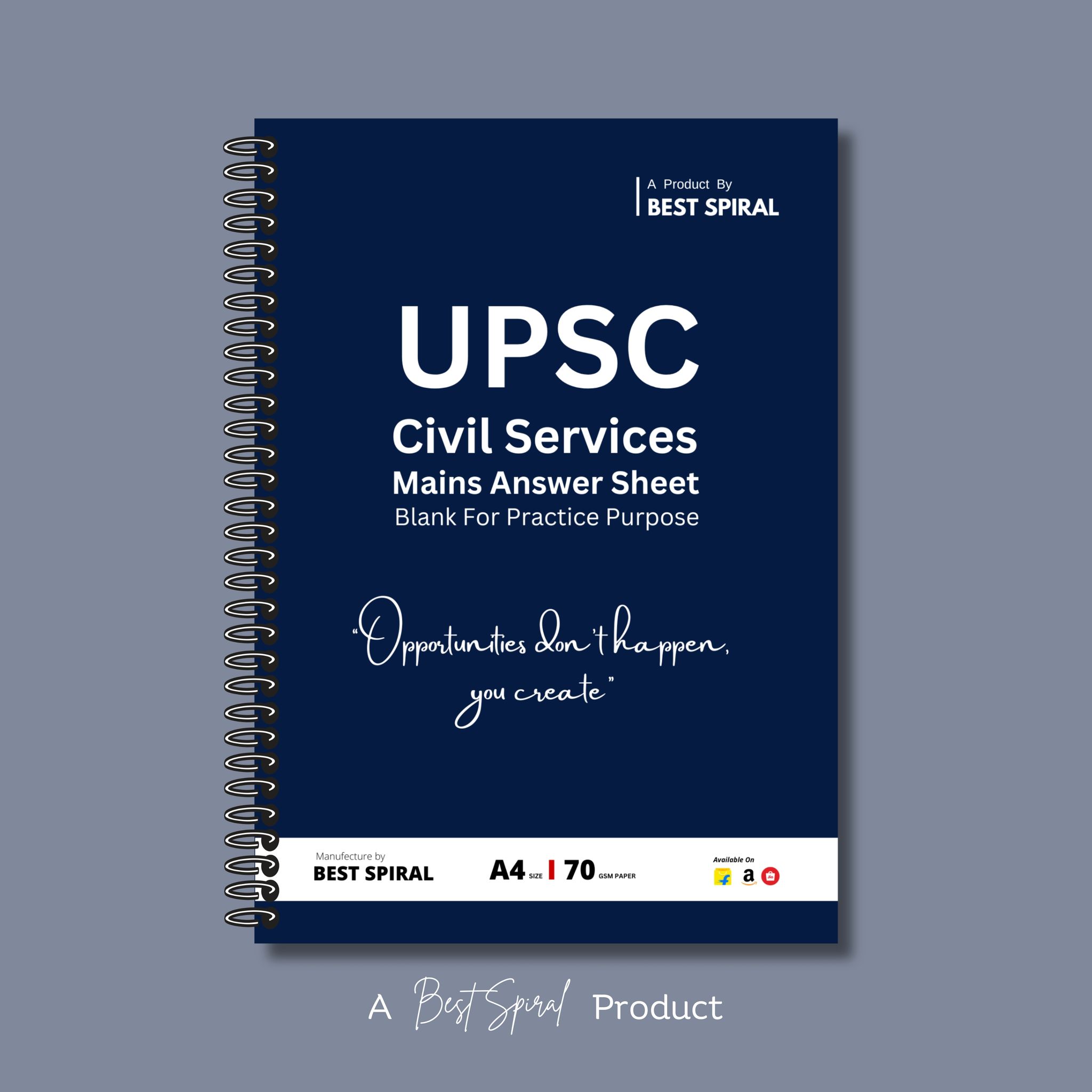 UPSC Mains Answer Writing Booklet - 200 Pages - By Best Spiral®