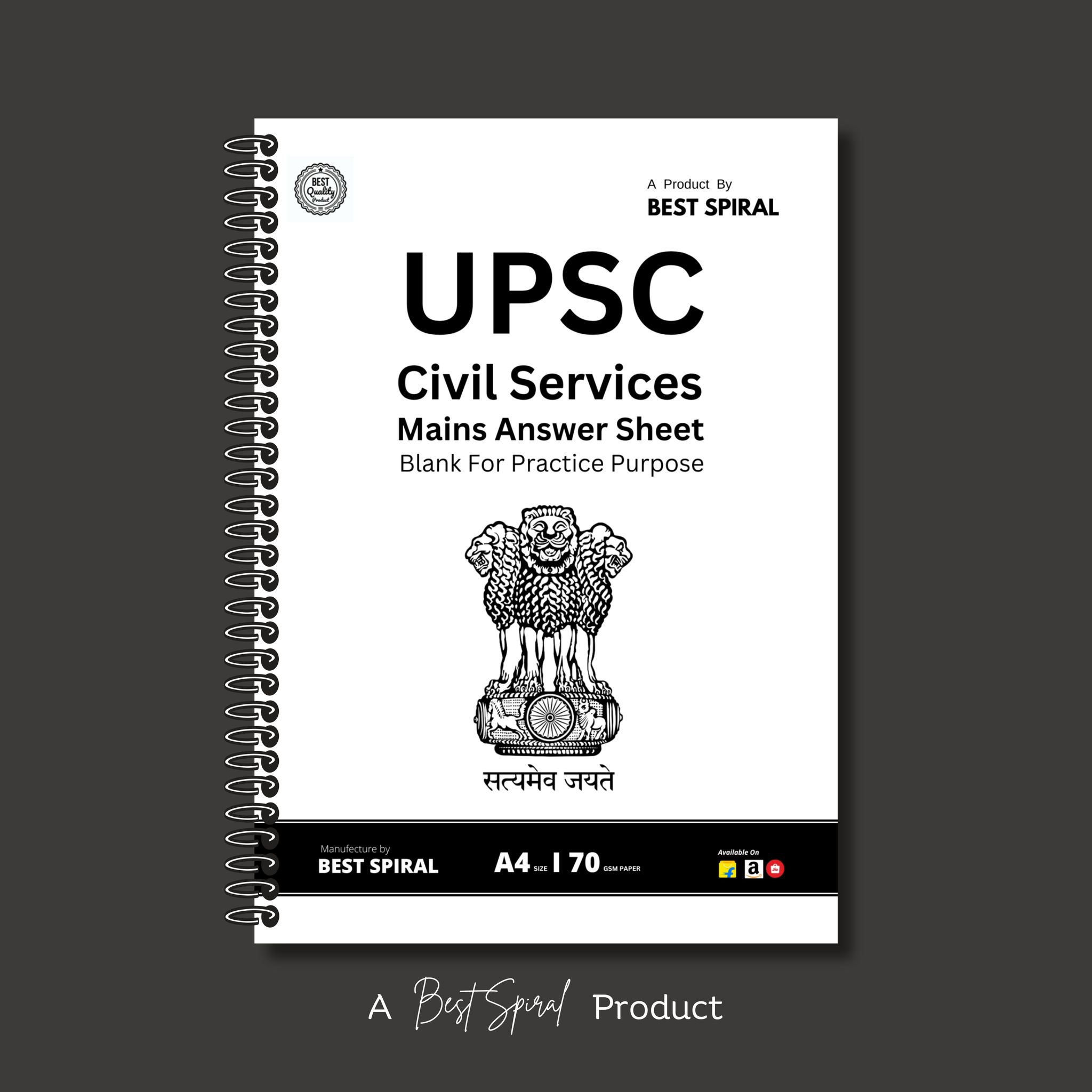 UPSC Mains Answer Writing Booklet - 300 Pages - By Best Spiral®