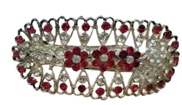  Red and Silver Rhinestone Hair Clip