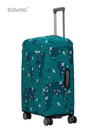 Map Print Polyester Fabric (24' Inch) Medium Size Protective Hard Luggage Trolley Bag Cover (Fits Only On Fiber/Plastic Trolley Bag)