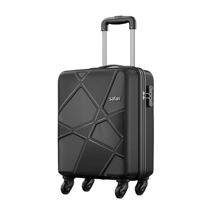 Polypropylene (Pp) Pentagon Hardside Small Size Cabin Luggage Suitcase 4 Spinner Wheels Trolley Bags for Travel Black Color 55 Cm