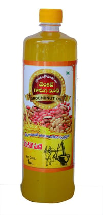 VENKAT BROTHERS-GANUGA OIL:"1Ltr Groundnut Oil, Pure and Natural, Extracted in Wooden Ghani, No Chemicals or Preservatives"