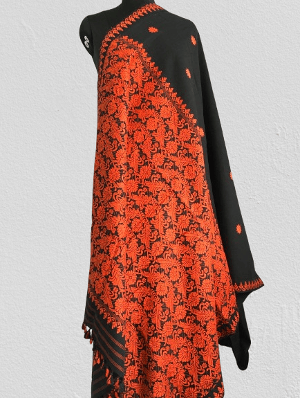 ELEGANT BLACK AND ORANGE COTTON SAREE