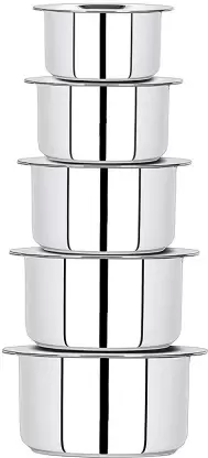 NAAYAGI - MULTI SIZE Set of 5 Stainless Steel Cookware TOPE with Lids, TOPE SET