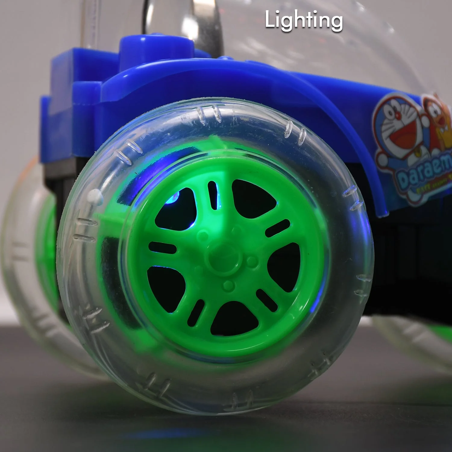 Rechargeable 360 degree stunt rolling remote control car with colourful 3d lights and music for kids