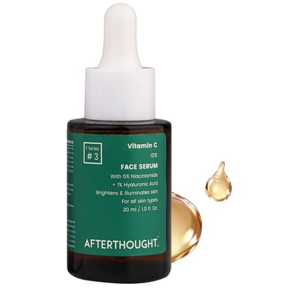 Afterthought Face Serum with 10% Vitamin C, 5% Niacinamide & 1% Hyaluronic Acid | Hydrates and Brightens Skin, Reduces Dark Spots | for All Skin Types | Paraben free | Men & Women | 30 ml