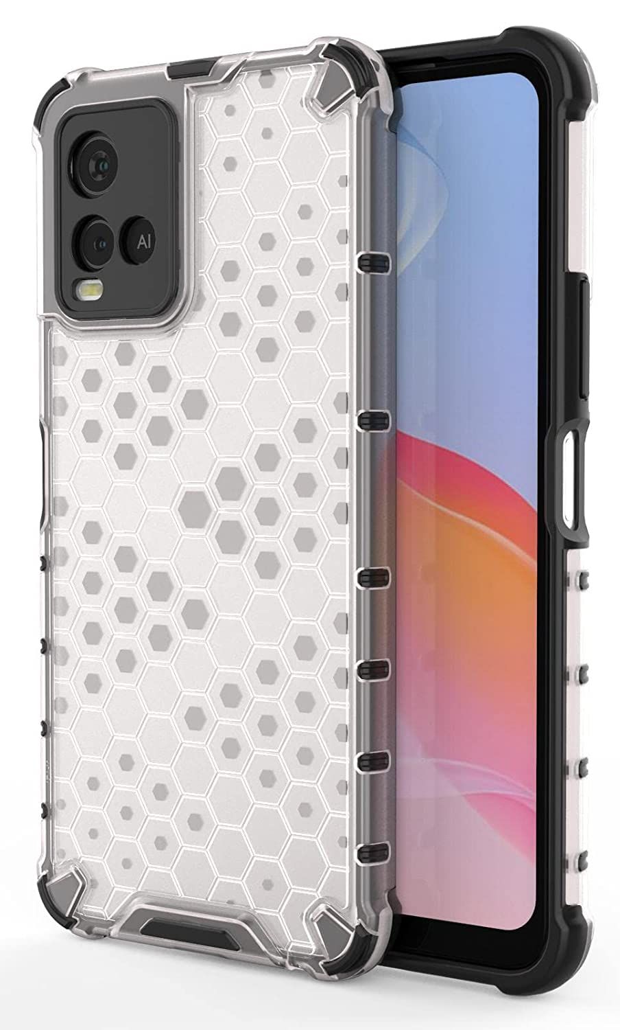 Faircost Hybrid Shockproof Back Cover for Vivo Y33s / Y21 / Y21t / Y21e / Y33t Hard Outside Soft Inside- (Polycabonate::Transparent)