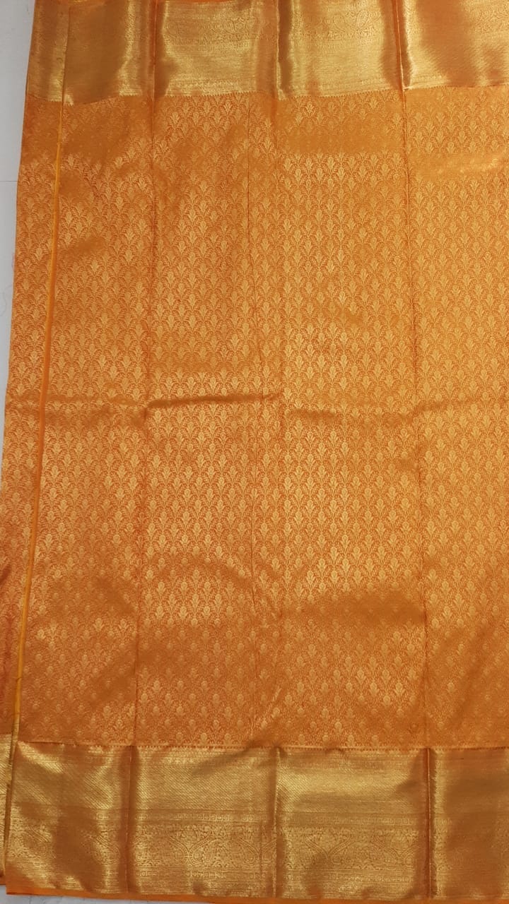  Yellow and gold zari woven Kanjivaram silk saree