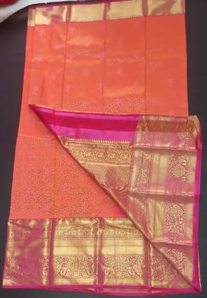  Pink and Orange Kanjivaram Silk Saree